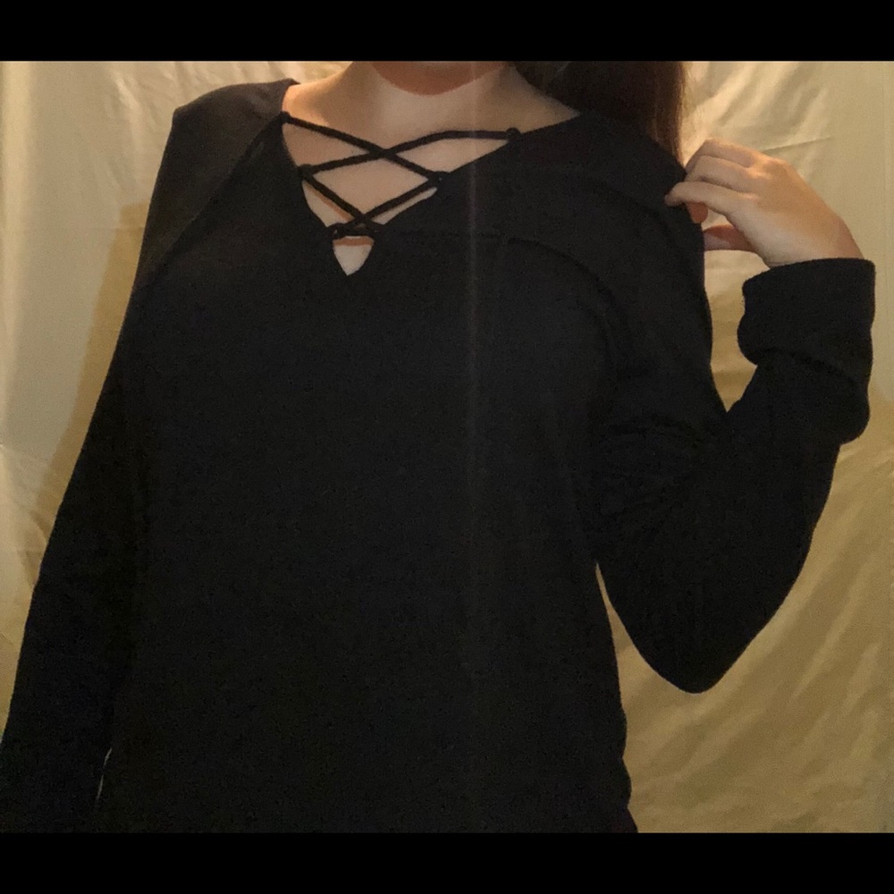 Black lace up top